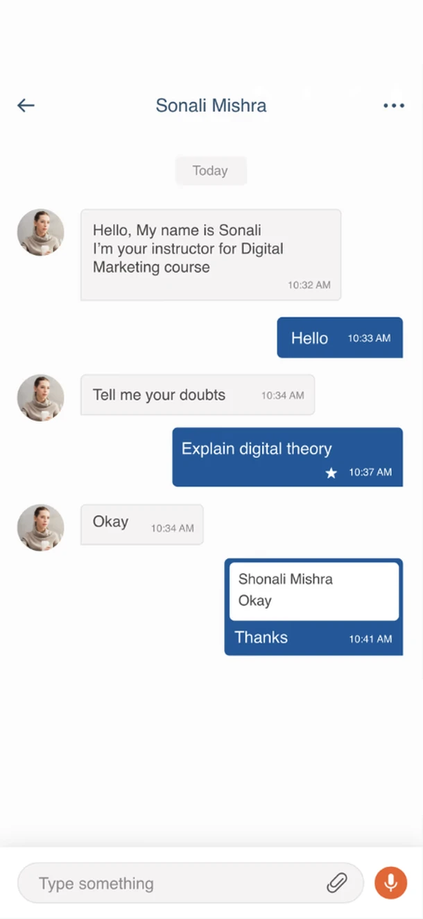 A starred message and a reply quoting the message it answers